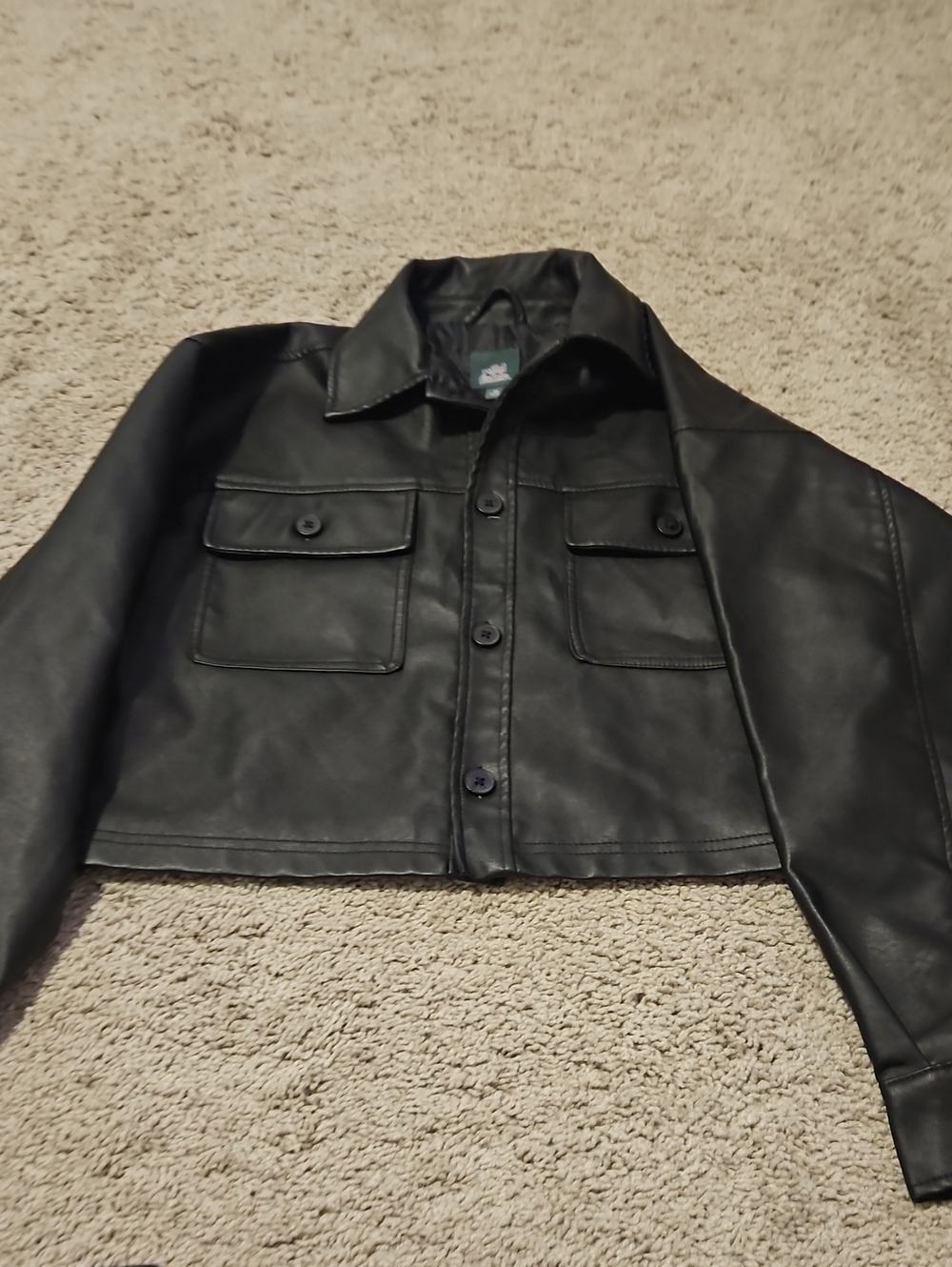 wild fable Black Faux Leather Bomber Jacket
